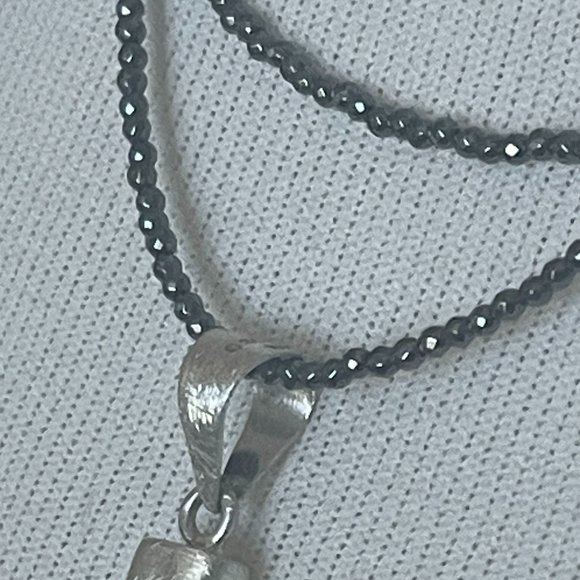 Petite Gemstone Iron Grey Hematite Choker Necklace | 18" | NWT - Picture 3 of 5